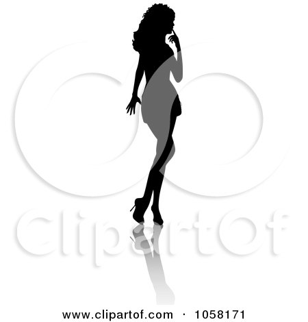 Royalty-Free Vector Clip Art Illustration of a Sexy Silhouetted Woman With A Reflection - 1 by KJ Pargeter
