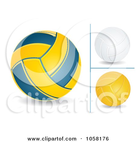 Royalty-Free Vector Clip Art Illustration of a Digital Collage Of 3d Volleyballs by MilsiArt