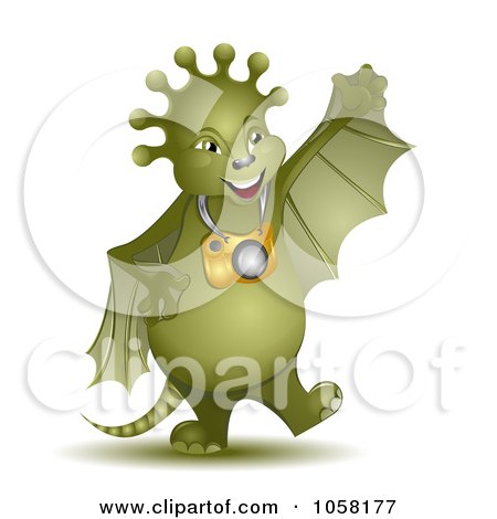 Royalty-Free Vector Clip Art Illustration of a 3d Green Alien With Wings And A Camera by MilsiArt