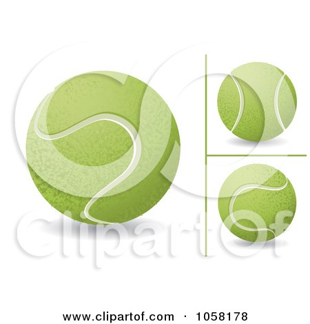 Royalty-Free Vector Clip Art Illustration of a Digital Collage Of 3d Tennis Balls by MilsiArt