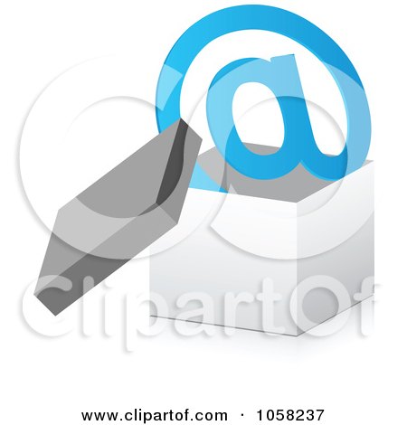 Royalty-Free Vector Clip Art Illustration of a Blue Email Symbol In A 3d Box by Andrei Marincas