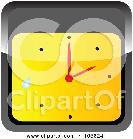 Royalty-Free Vector Clip Art Illustration of a 3d Black And Yellow Wall Clock With A Droplet by Andrei Marincas