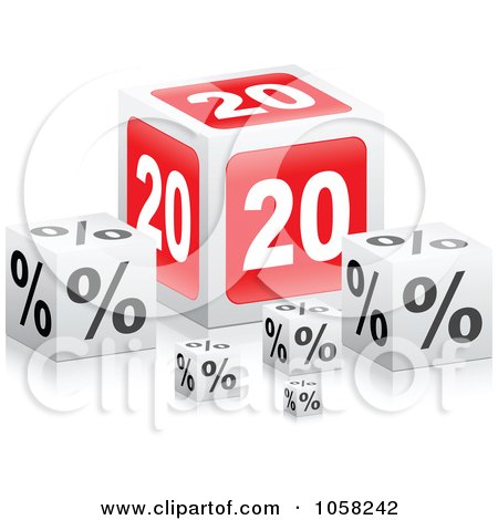 Royalty-Free Vector Clip Art Illustration of 3d 20 Percent Boxes With Reflections by Andrei Marincas