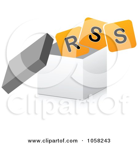 Royalty-Free Vector Clip Art Illustration of an Orange RSS Symbol In A 3d Box by Andrei Marincas