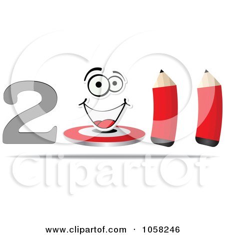 Royalty-Free Vector Clip Art Illustration of a 3d 2011 Of A Face And Pencils by Andrei Marincas