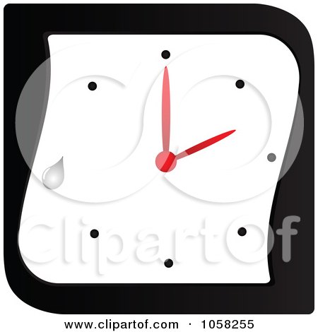 Royalty-Free Vector Clip Art Illustration of a Black, Red And White Wall Clock With A Droplet by Andrei Marincas
