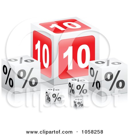 Royalty-Free Vector Clip Art Illustration of 3d 10 Percent Boxes With Reflections by Andrei Marincas