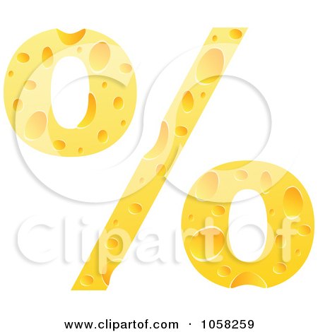 Royalty-Free Vector Clip Art Illustration of a Cheese Textured Percent Symbol by Andrei Marincas