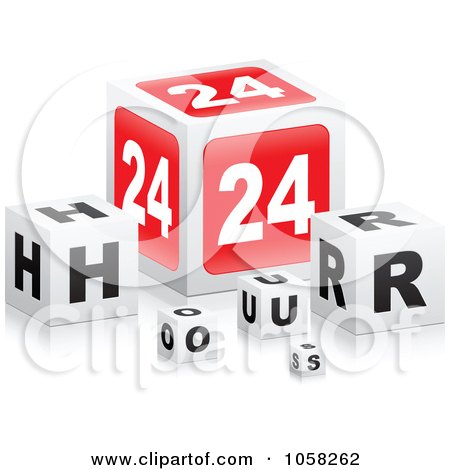 Royalty-Free Vector Clip Art Illustration of 3d 24 Hour Cubes With Reflections by Andrei Marincas