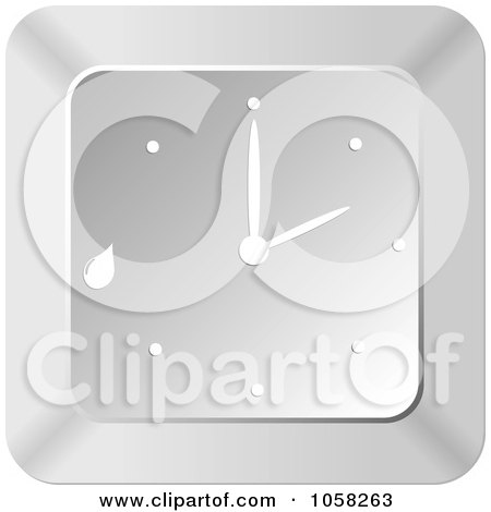 Royalty-Free Vector Clip Art Illustration of a 3d Silver Wall Clock With A Droplet by Andrei Marincas