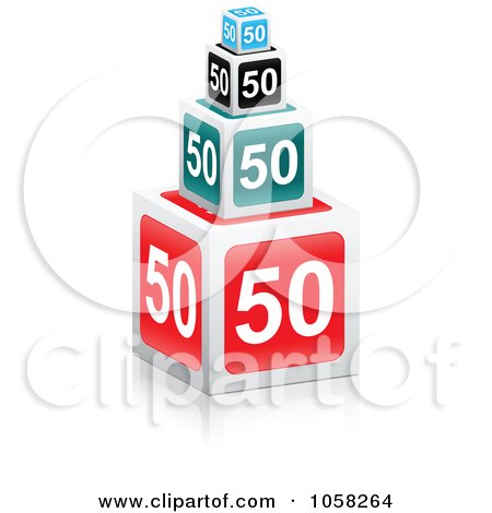 Royalty-Free Vector Clip Art Illustration of a 3d Stack Of Fifty Point Cubes by Andrei Marincas