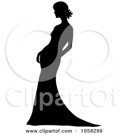 Royalty-Free Vector Clip Art Illustration of a Silhouetted Bride Leaning In Her Gown - 1 by Pams Clipart