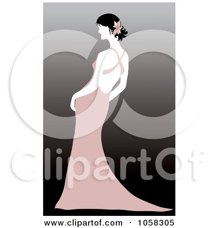 Royalty-Free Vector Clip Art Illustration of a Bride Leaning In A Pink Gown by Pams Clipart