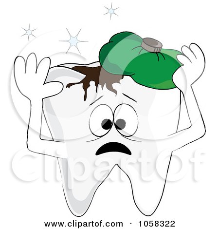 Royalty-Free Vector Clip Art Illustration of a Tooth With An Aching Cavity And Ice Pack by Pams Clipart