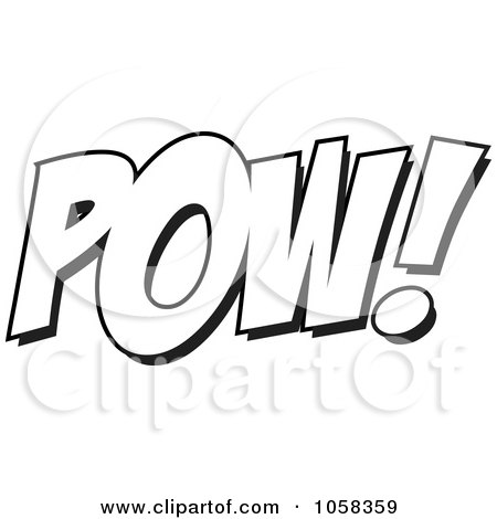 Royalty-Free Vector Clip Art Illustration of a Cartoon Black And White Outline Design Of POW by toonaday