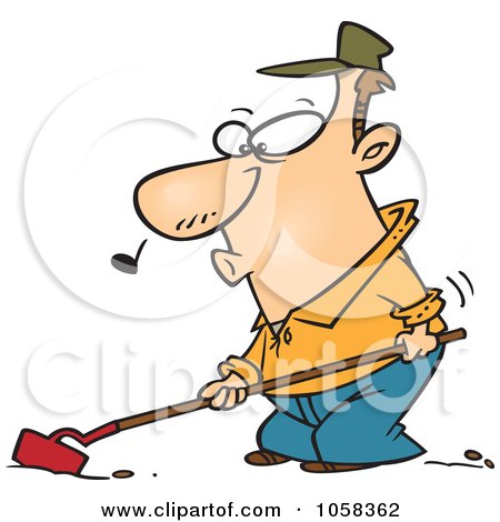 Royalty-Free Vector Clip Art Illustration of a Cartoon Whistling Farmer Cultivating by toonaday