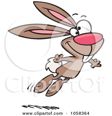 Royalty-Free Vector Clip Art Illustration of a Cartoon Jumping Brown Easter Bunny by toonaday