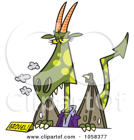 Royalty-Free Vector Clip Art Illustration of a Cartoon Dragon Lady Boss At Her Desk by toonaday