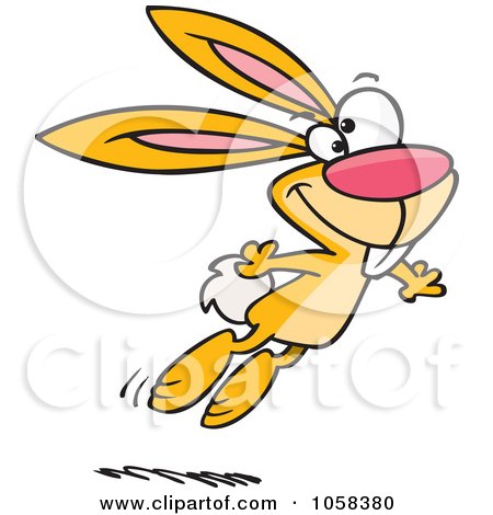Royalty-Free Vector Clip Art Illustration of a Cartoon Jumping Yellow Easter Bunny by toonaday