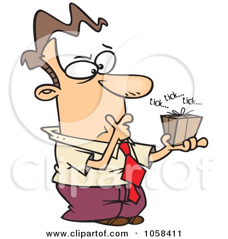 Royalty-Free Vector Clip Art Illustration of a Cartoon Indecisive Man Holding A Ticking Box by toonaday