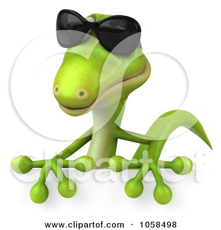 Royalty-Free CGI Clip Art Illustration of a 3d Gecko Holding A Blank Sign - 2 by Julos