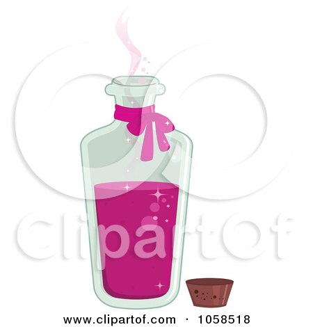 Royalty-Free Vector Clip Art Illustration of an Open Tall Bottle Of Love Potion by Melisende Vector