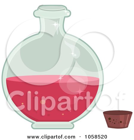 Royalty-Free Vector Clip Art Illustration of an Open Round Bottle Of Love Potion by Melisende Vector