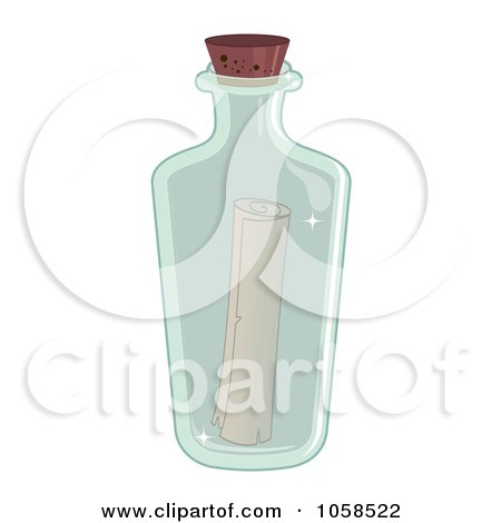 Royalty-Free Vector Clip Art Illustration of a Message In A Clear Bottle by Melisende Vector
