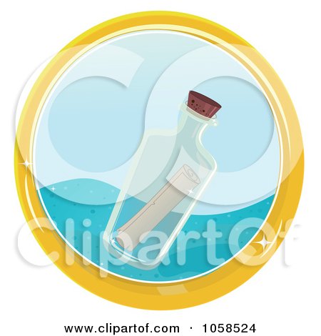 Royalty-Free Vector Clip Art Illustration of a Message In A Floating Bottle by Melisende Vector