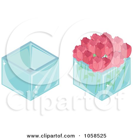 Royalty-Free Vector Clip Art Illustration of a Digital Collage Of 3d Vases And Roses by Melisende Vector
