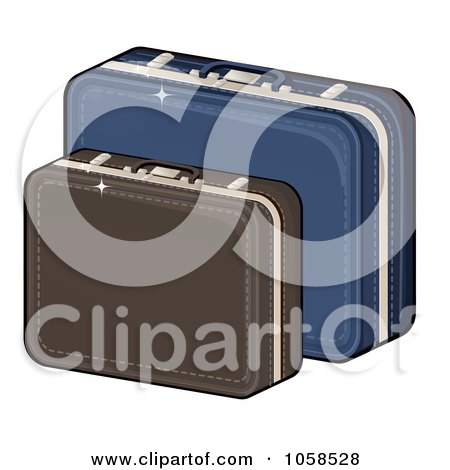 Royalty-Free Vector Clip Art Illustration of Brown And Blue Suitcases by Melisende Vector