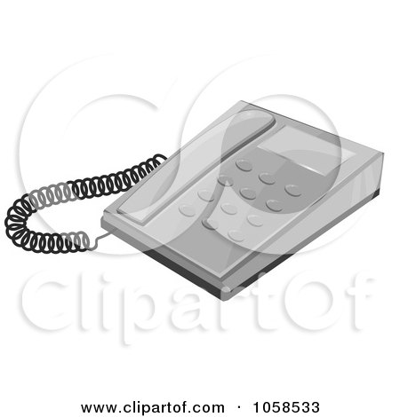 Royalty-Free Vector Clip Art Illustration of a Gray Desk Telephone by Melisende Vector