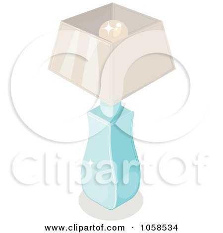 Royalty-Free Vector Clip Art Illustration of a Blue Sparkly Lamp With A White Shade by Melisende Vector