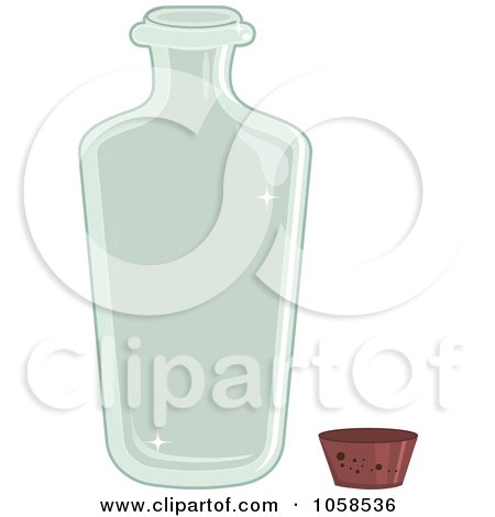 Royalty-Free Vector Clip Art Illustration of a Clear Glass Bottle And Cork by Melisende Vector