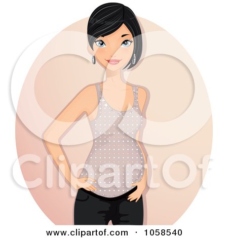 Royalty-Free Vector Clip Art Illustration of a Pregnant Woman In A Sparkly Tank Top by Melisende Vector