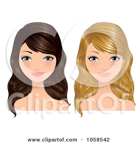 Royalty-Free Vector Clip Art Illustration of a Digital Collage Of Blond And Brunette Women by Melisende Vector