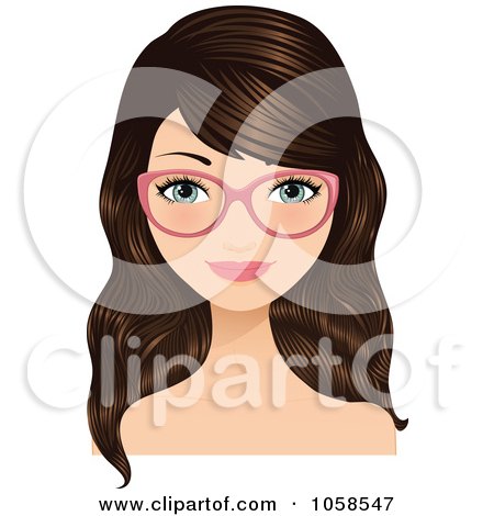 Royalty-Free Vector Clip Art Illustration of a Brunette Woman Wearing Pink Glasses by Melisende Vector