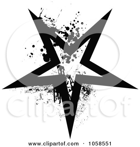 Royalty-Free Vector Clip Art Illustration of a Grungy Black And White Star Logo - 3 by michaeltravers