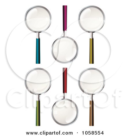 Royalty-Free Vector Clip Art Illustration of a Digital Collage Of Colorful Magnifying Glasses by michaeltravers