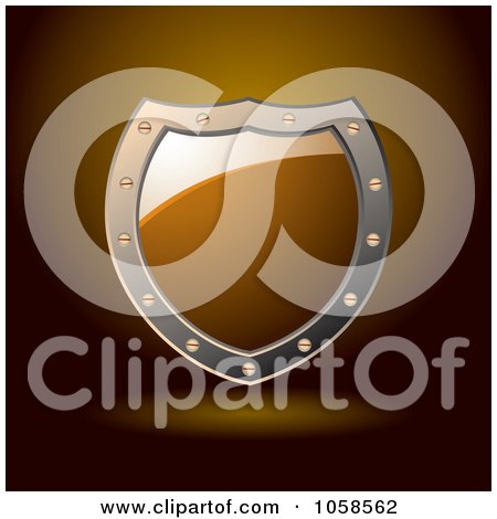 Royalty-Free Vector Clip Art Illustration of a 3d Orange Shield Sign With Copyspace by michaeltravers
