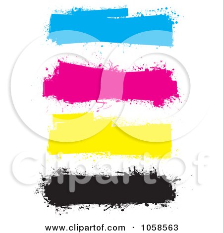 Royalty-Free Vector Clip Art Illustration of a Digital Collage Of Colorful CMYK Grunge Banners by michaeltravers