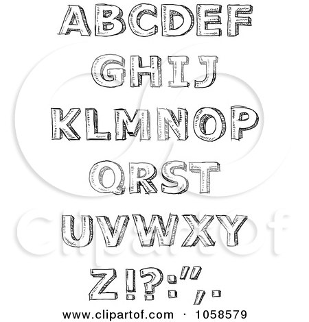 Royalty-Free Vector Clip Art Illustration of a Digital Collage Of Sketchy Alphabet Letters by yayayoyo