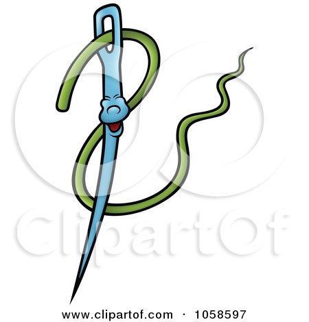 Royalty-Free Vector Clip Art Illustration of a Needle And Thread Character by dero