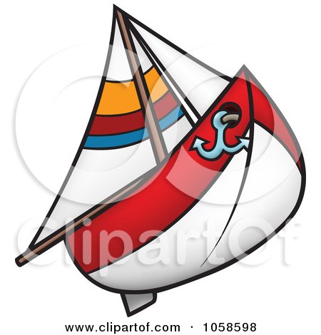 Royalty-Free Vector Clip Art Illustration of a Red And White Sailboat by dero