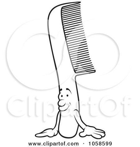 Royalty-Free Vector Clip Art Illustration of a Coloring Page Outline Of A Comb Character by dero