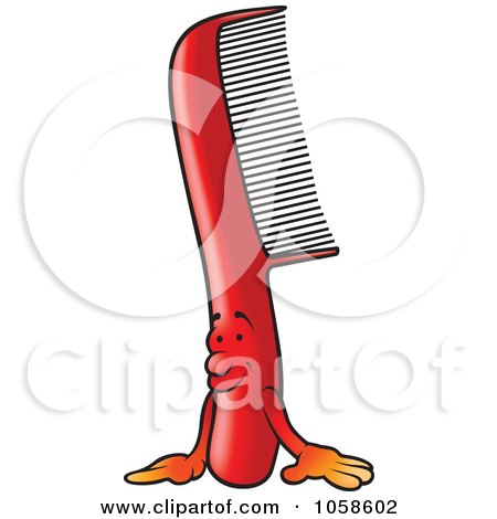 Royalty-Free Vector Clip Art Illustration of a Red Comb Character by dero