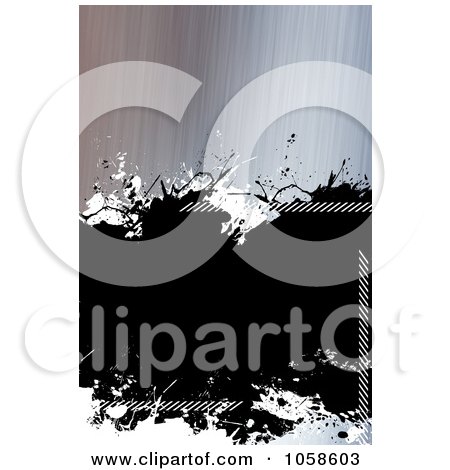 Royalty-Free CGI Clip Art Illustration of a Brushed Metal Splatter Background With Black Copyspace by Arena Creative