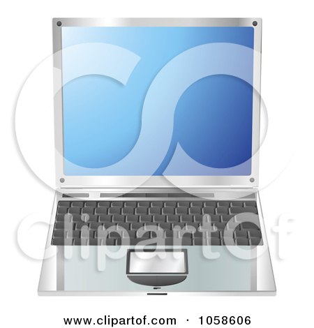 Royalty-Free Vector Clip Art Illustration of a 3d Open Laptop With A Blue Screen by AtStockIllustration