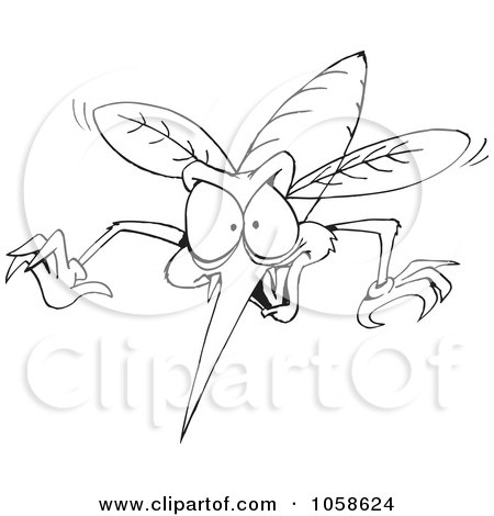 Royalty-Free Clip Art Illustration of a Coloring Page Outline Of A Mosquito by Dennis Holmes Designs