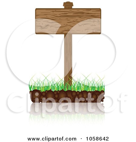 Royalty-Free Vector Clip Art Illustration of a 3d Wooden Sign On Grass by Andrei Marincas